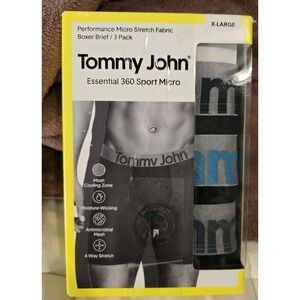 Tommy John Essential 360 Sport Micro Boxer Briefs 3 Pack Large Black Gray